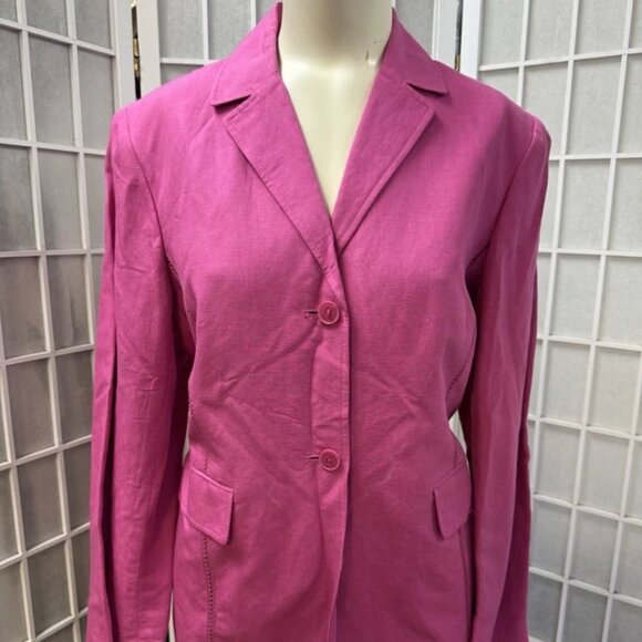Nine,women',linen jacket,pink,size 12,long sleeves,buttons,pockets,collar.! - Picture 2 of 10